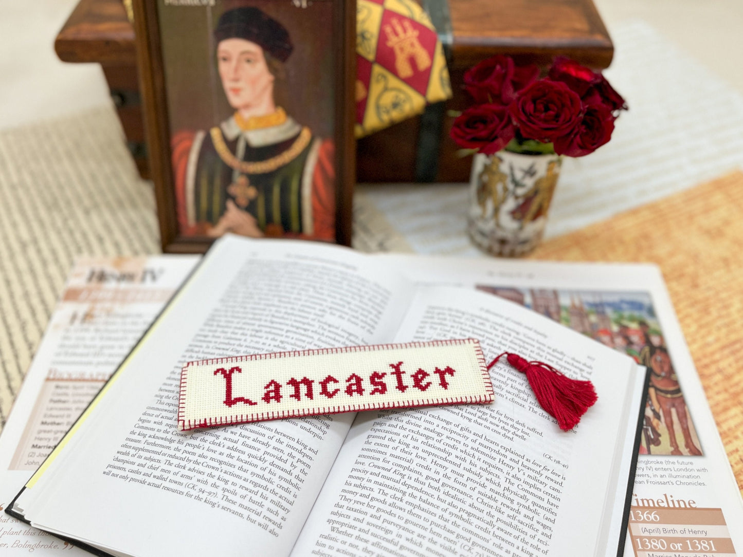 House of Lancaster Bookmark Cross Stitch Pattern | PDF Instant Download | Gift for History Lovers, Royal Family Fans & Medieval Buffs