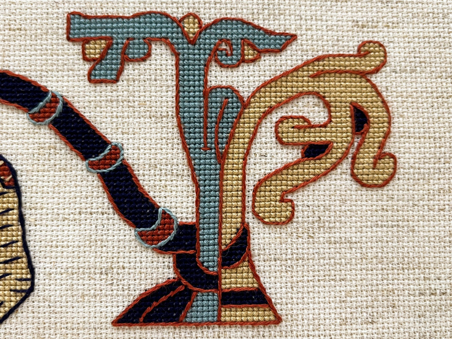 Bayeux Tapestry Cross Stitch Pattern: Warrior with Bear Border Art | PDF Instant Download | Gift for Medieval History and Art Lovers