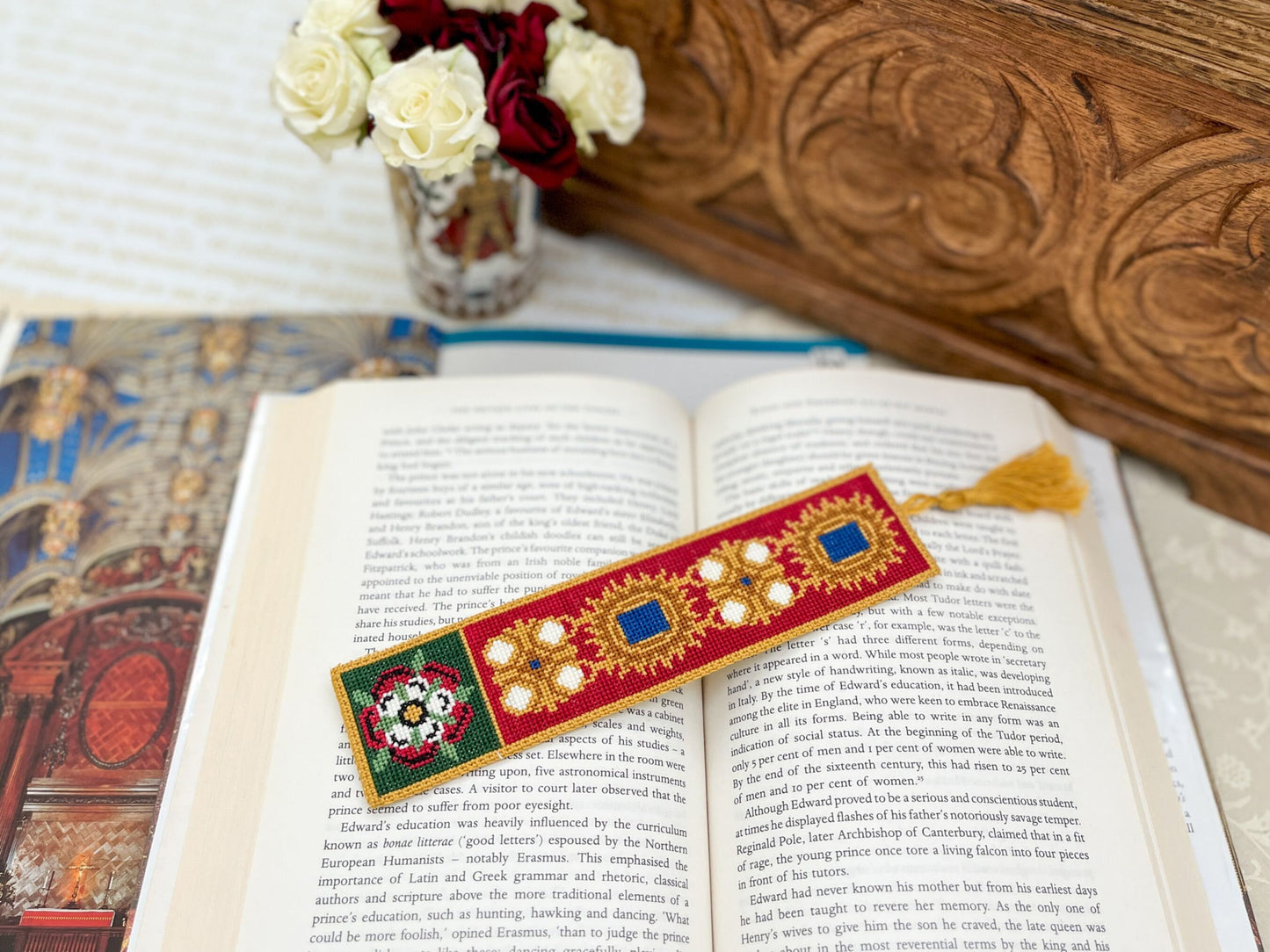 Henry VIII Bookmark Cross Stitch Pattern | PDF Instant Download | Gift for Lovers of History, Royal Family & Tudor Monarchs | Tudor Rose