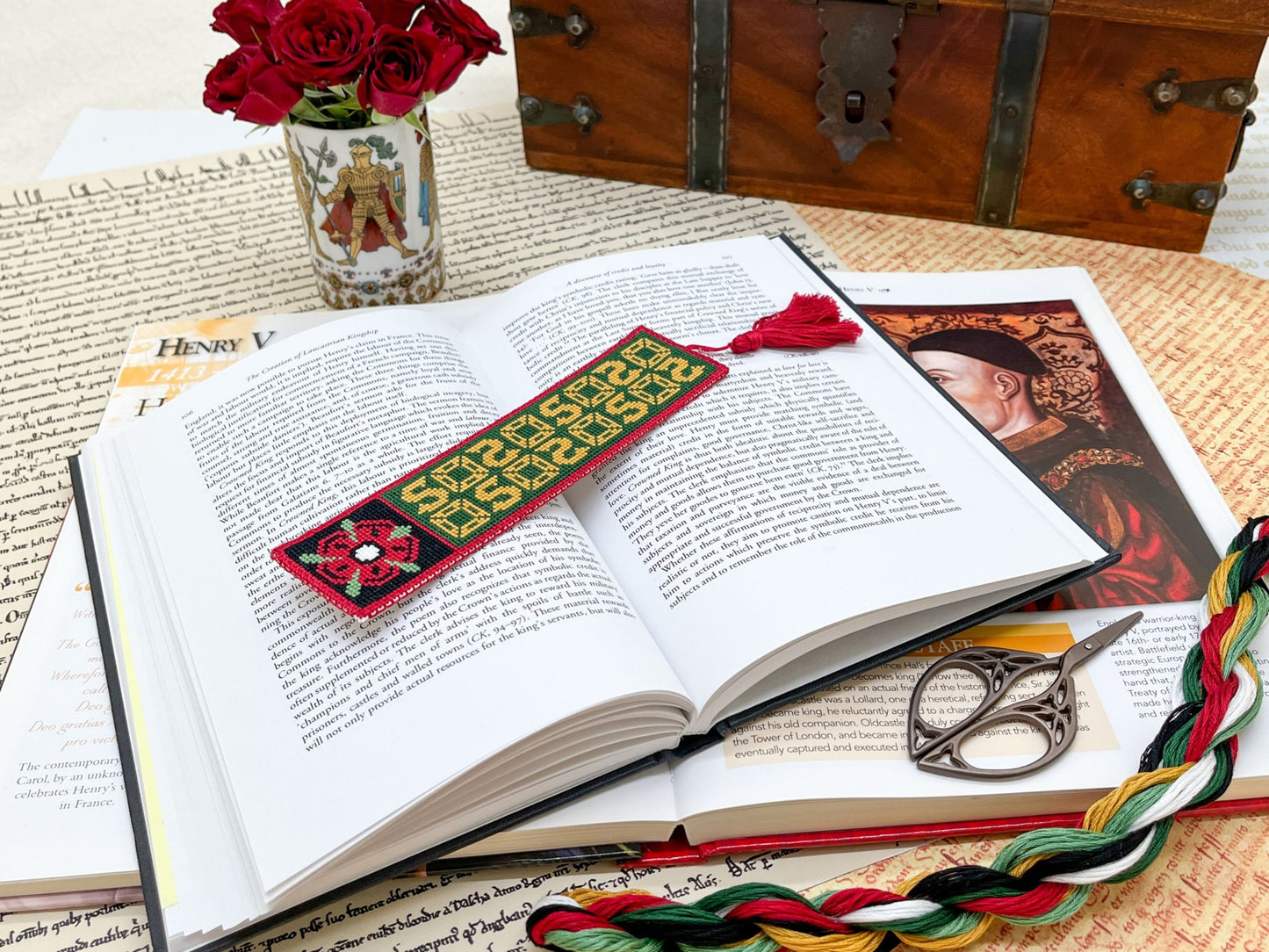 House of Lancaster Bookmark Cross Stitch Pattern | PDF Instant Download | Gift for History Lovers, Royal Family Fans & Medieval Buffs