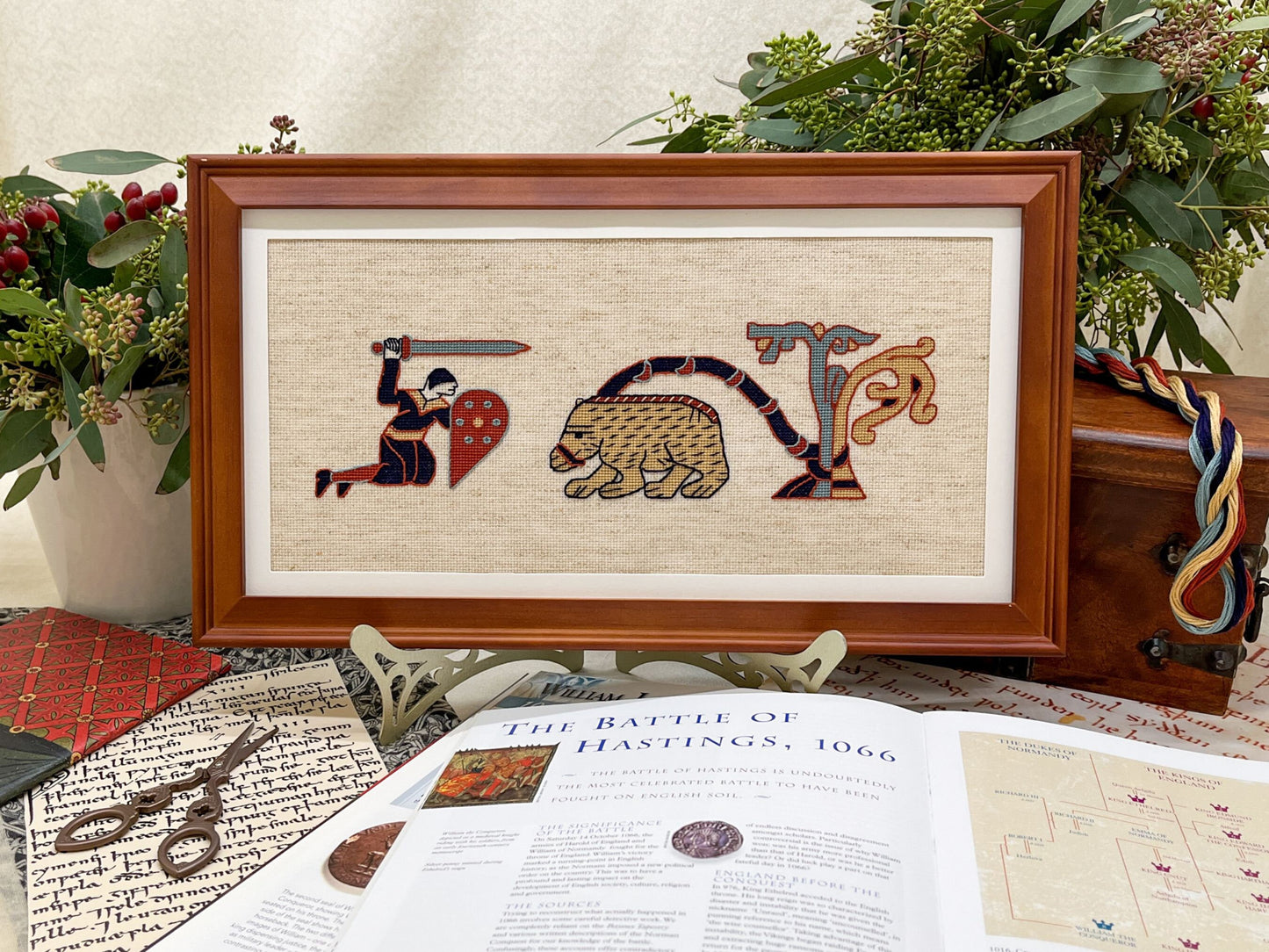 Bayeux Tapestry Cross Stitch Pattern: Warrior with Bear Border Art | PDF Instant Download | Gift for Medieval History and Art Lovers