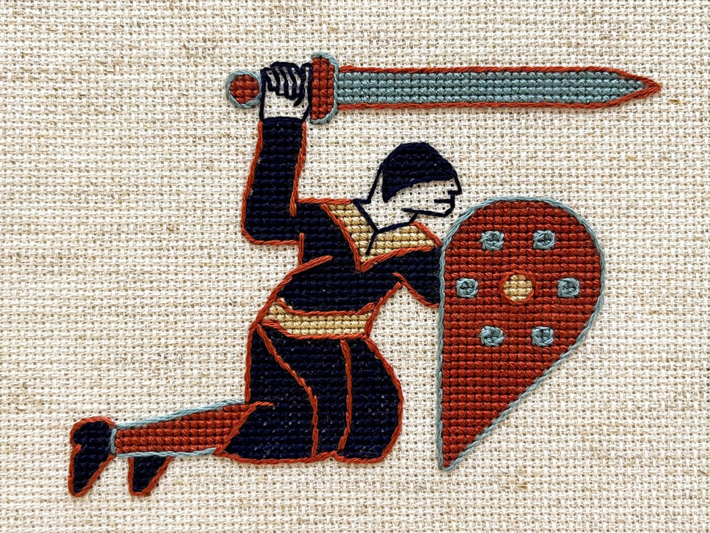 Bayeux Tapestry Cross Stitch Pattern: Warrior with Bear Border Art | PDF Instant Download | Gift for Medieval History and Art Lovers