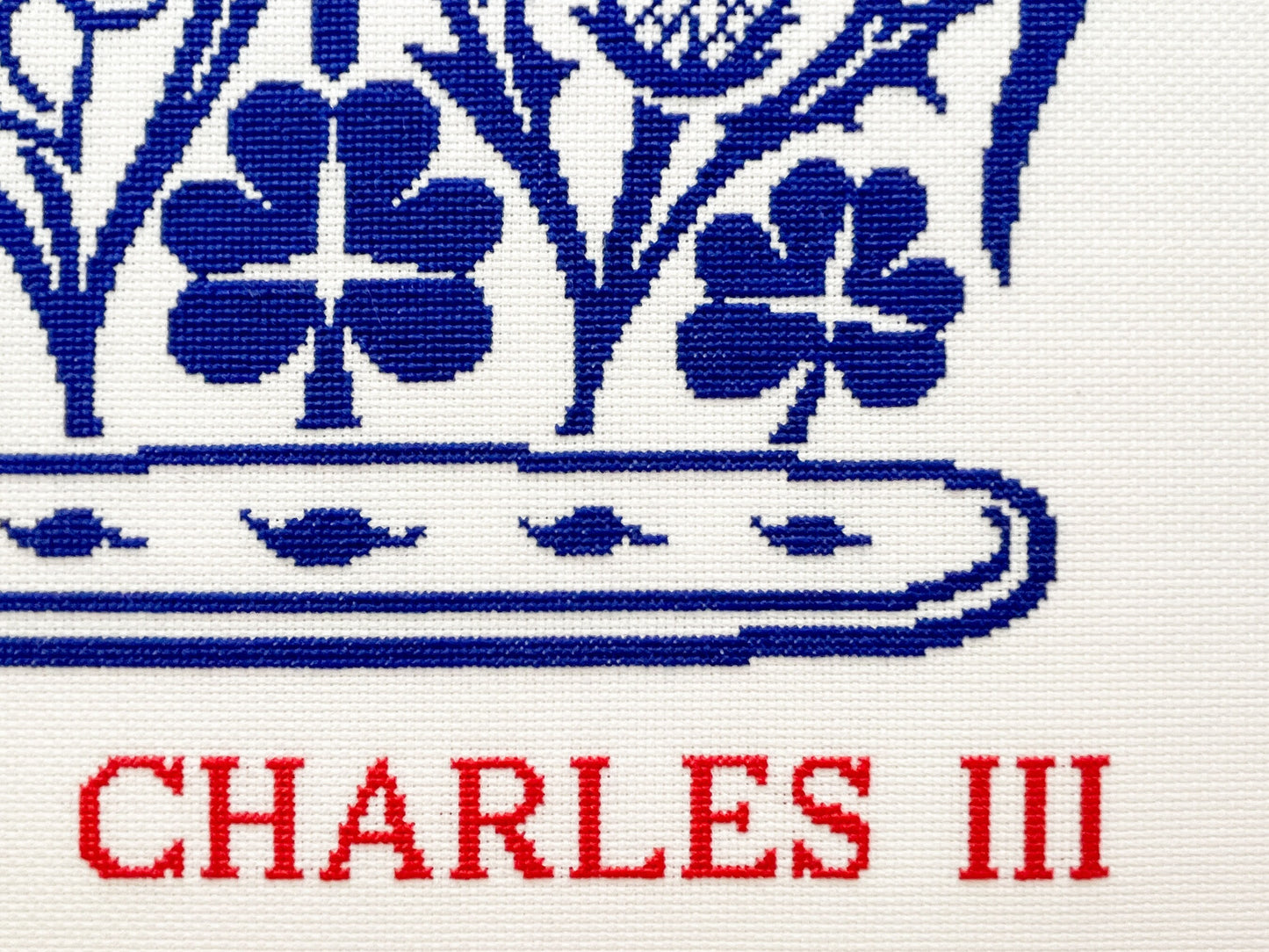Charles III Coronation Emblem Cross Stitch Pattern | PDF Instant Download | Gift for Fans of History, Royal Family & Floral Designs