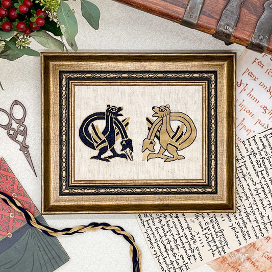 Bayeux Tapestry Cross Stitch Pattern: Blue and Gold Beasts