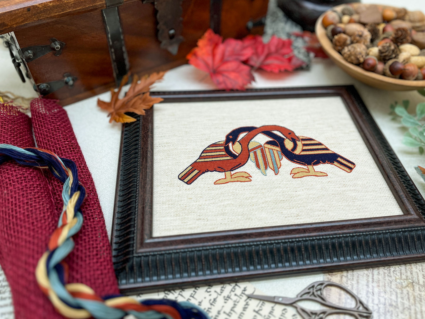 Bayeux Tapestry Cross Stitch Pattern: Entwined Birds