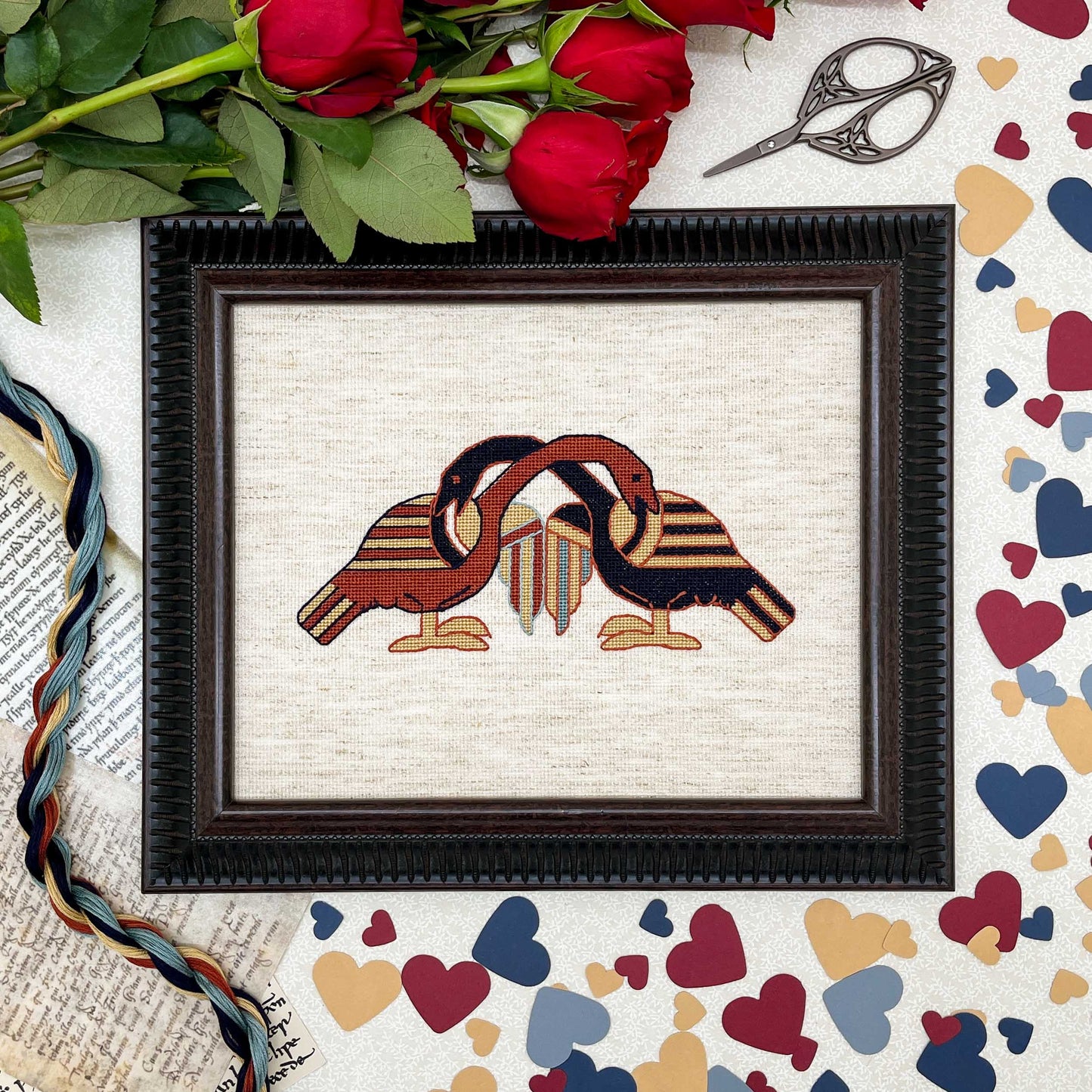 Bayeux Tapestry Cross Stitch Pattern: Entwined Birds