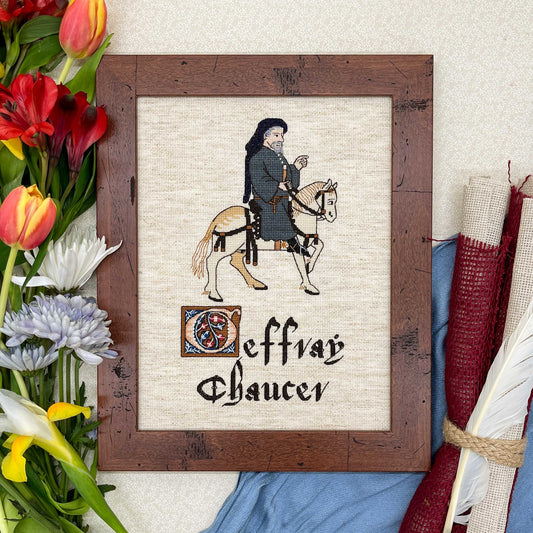 Canterbury Tales Cross Stitch Pattern: Geoffrey Chaucer