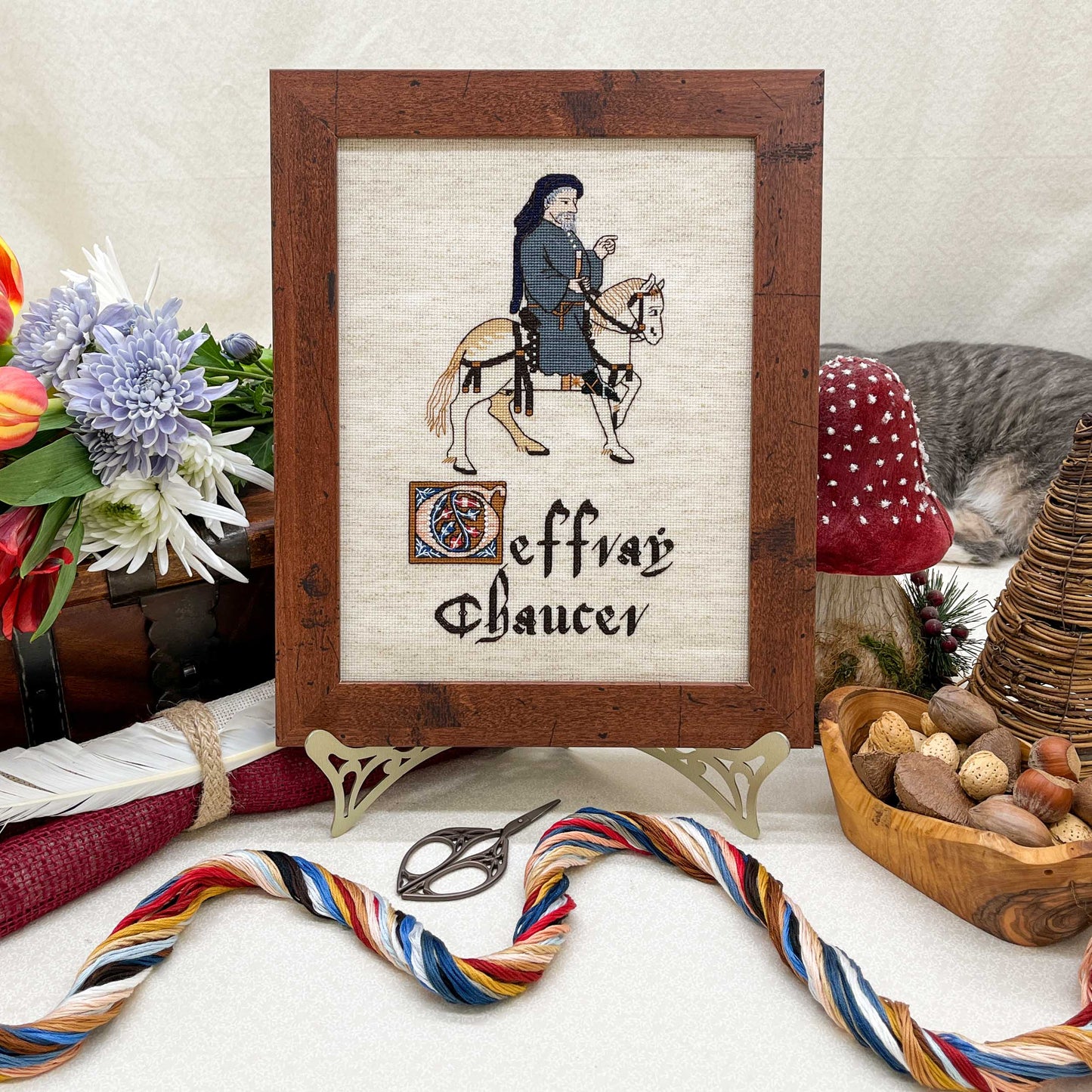 Canterbury Tales Cross Stitch Pattern: Geoffrey Chaucer