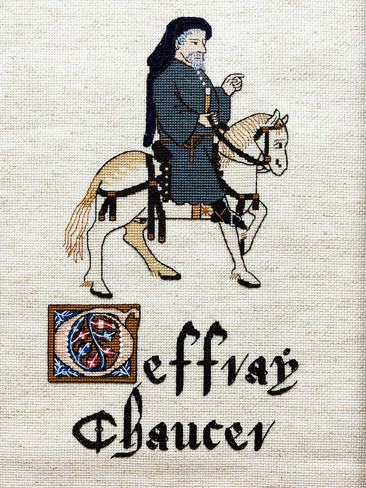 Canterbury Tales Cross Stitch Pattern: Geoffrey Chaucer