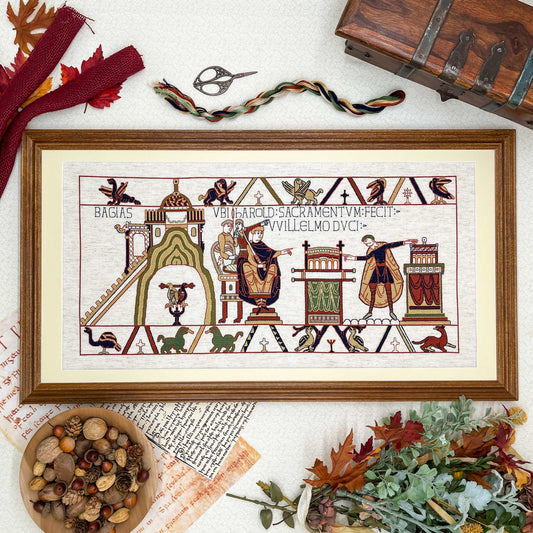 Bayeux Tapestry Cross Stitch Pattern: Harold Swears an Oath