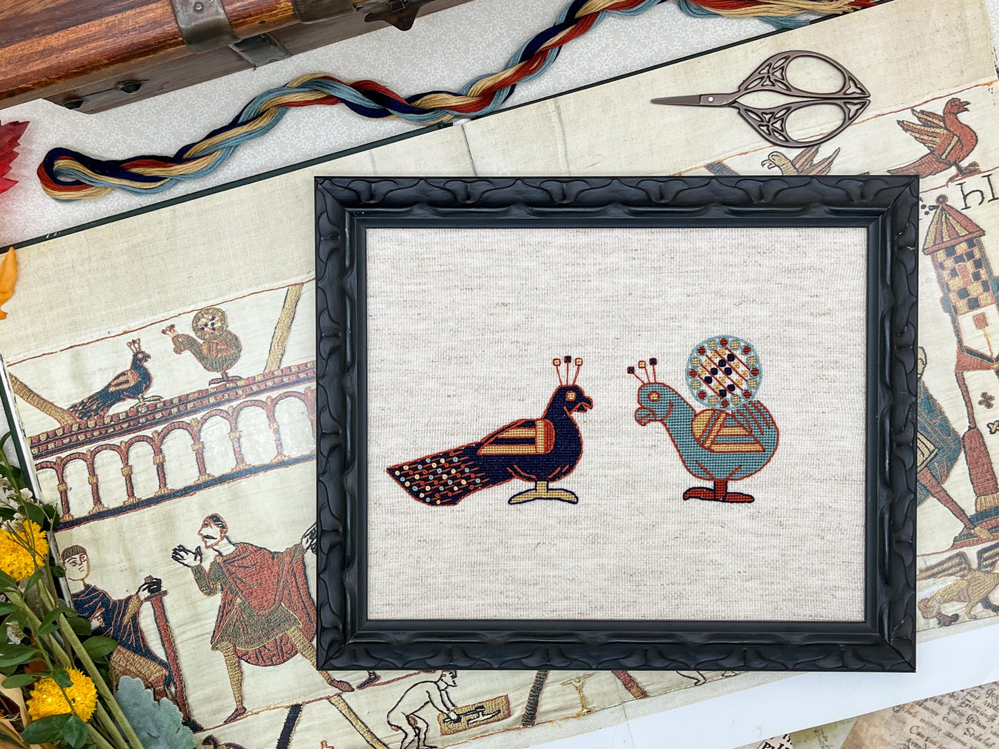 Bayeux Tapestry Cross Stitch Pattern: Peacocks