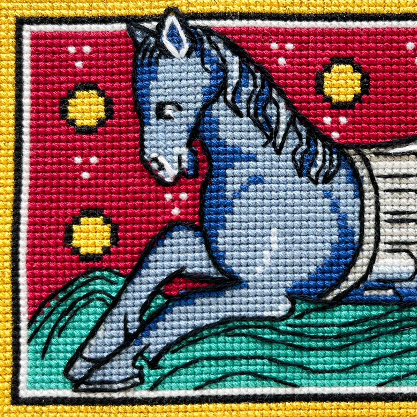 Medieval Beast: Sea-horse Cross Stitch Pattern