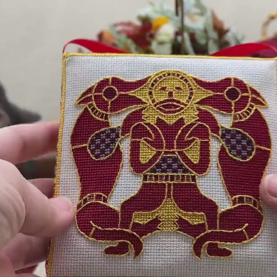 Sutton Hoo Wolves Ornament Cross Stitch Pattern | PDF Instant Download | for Lovers of Medieval Archeology and Anglo-Saxon or Viking History