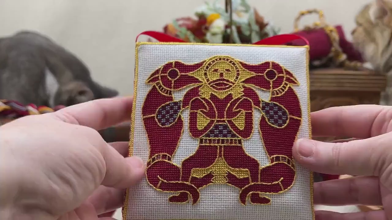 Sutton Hoo Wolves Ornament Cross Stitch Pattern | PDF Instant Download | for Lovers of Medieval Archeology and Anglo-Saxon or Viking History