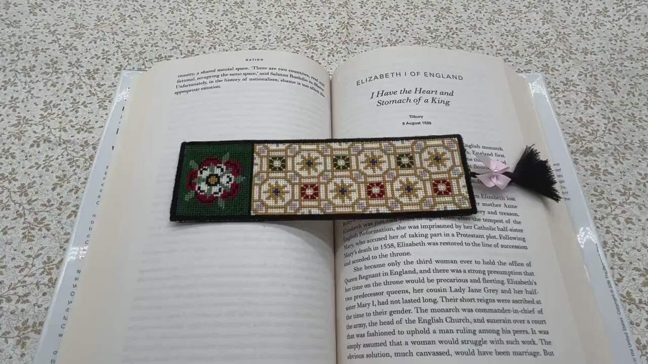 Elizabeth I Bookmark Cross Stitch Pattern | PDF Instant Download | Gift for Lovers of History, Royal Family & Tudor Monarchs | Tudor Rose