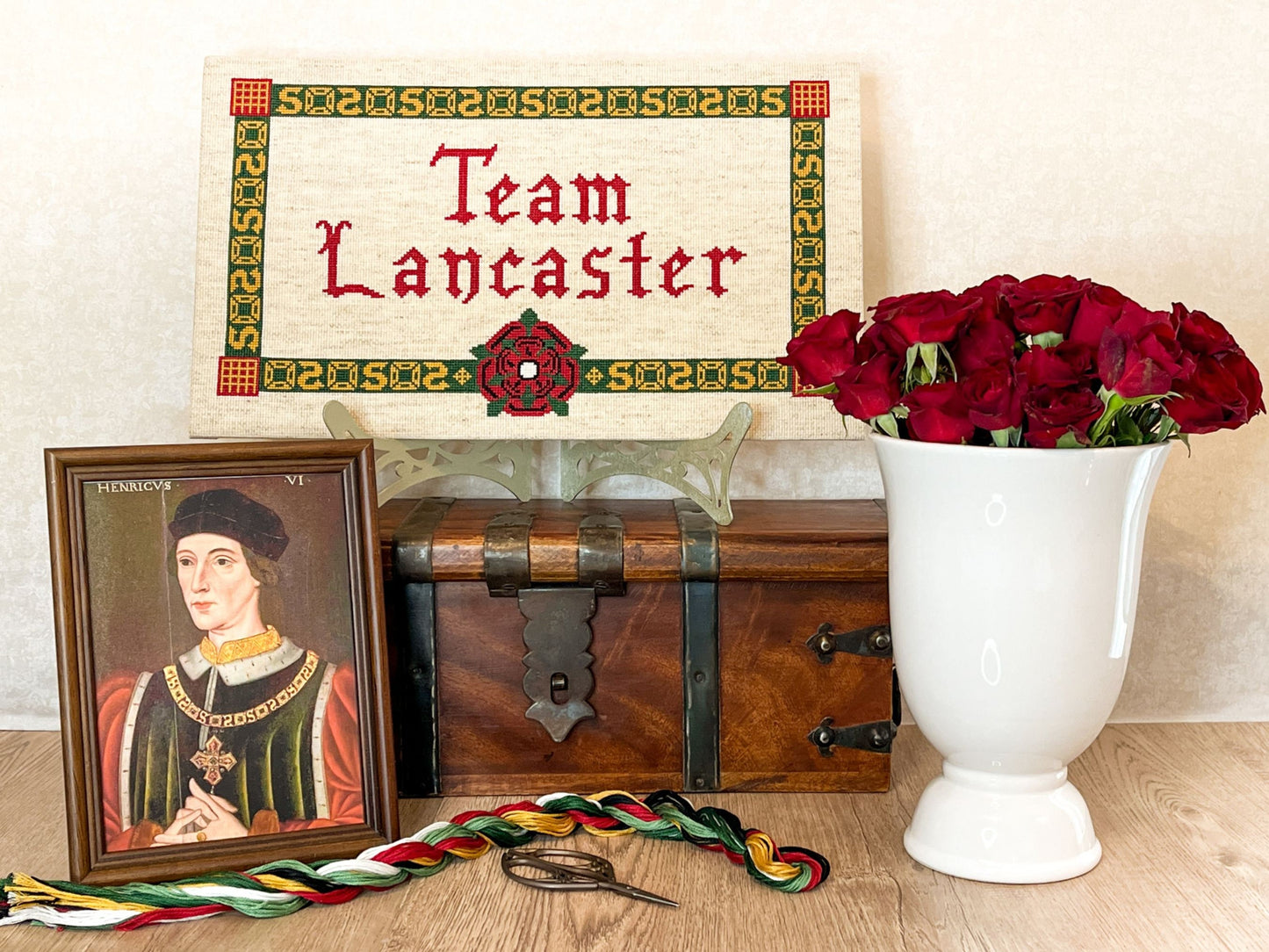 Team Lancaster Cross Stitch Pattern (large) | PDF Instant Download | Gift for lovers of History, Royal Family & Medieval Heraldry | Henry V