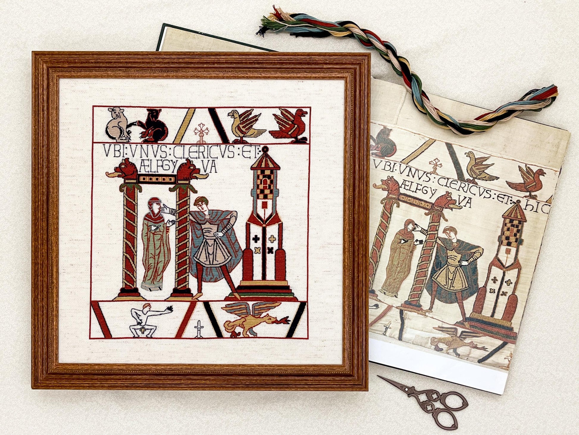 Bayeux Tapestry Cross Stitch Pattern: Aelfgyva and Cleric | PDF Instant Download | Gift for lovers of Medieval History and Art