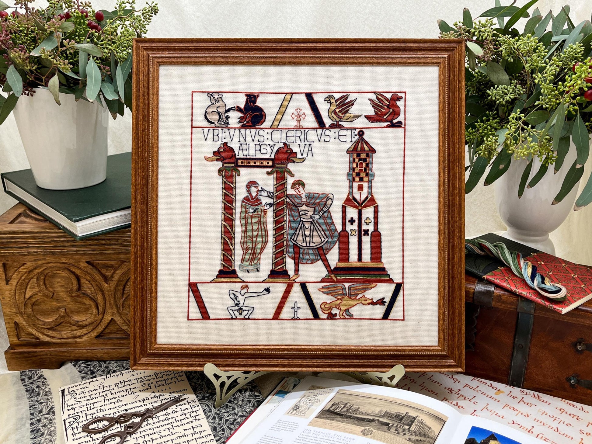 Bayeux Tapestry Cross Stitch Pattern: Aelfgyva and Cleric | PDF Instant Download | Gift for lovers of Medieval History and Art