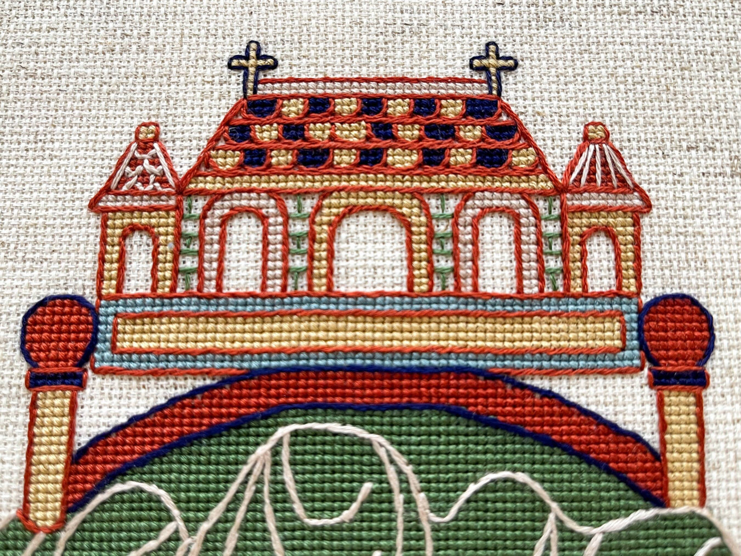 Bayeux Tapestry Cross Stitch Pattern: Mont-Saint-Michel Abbey | PDF Instant Download | For lovers of French History, and Medieval Art