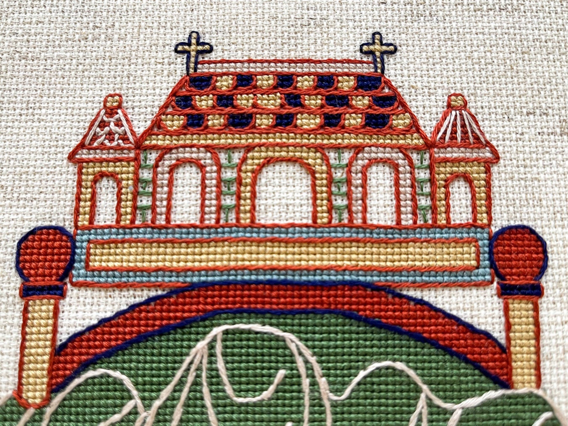 Bayeux Tapestry Cross Stitch Pattern: Mont-Saint-Michel Abbey | PDF Instant Download | For lovers of French History, and Medieval Art