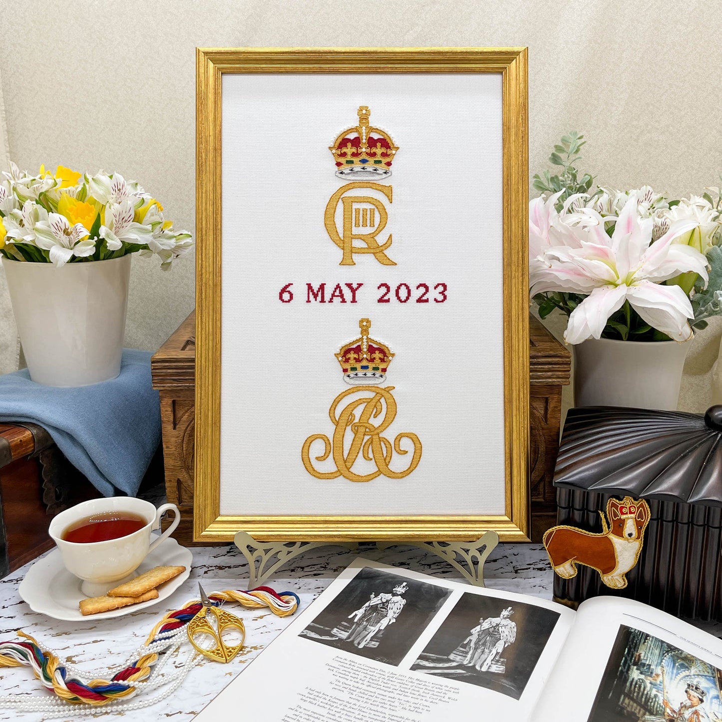 Charles III Coronation Cyphers Cross Stitch Pattern| PDF Instant Download | Gift for Fans of History, Heraldry, and the Royal Family