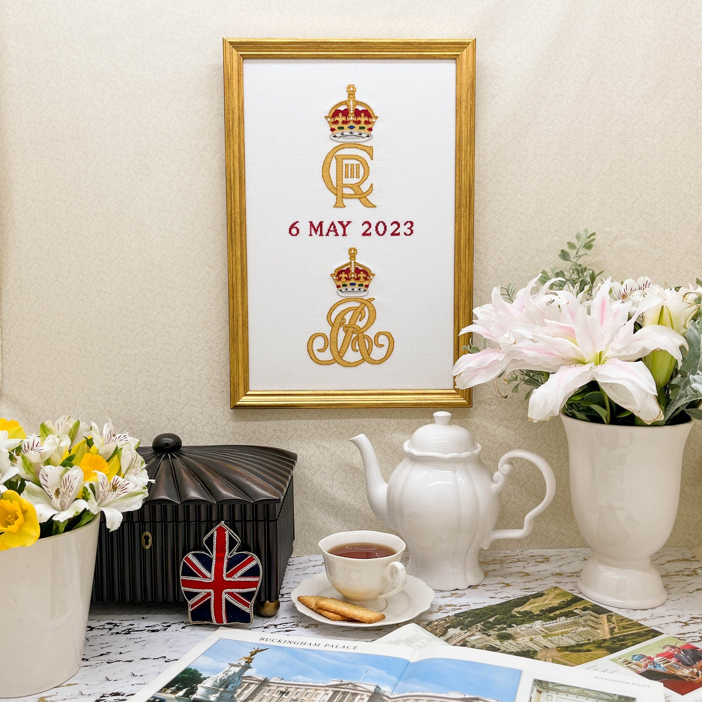 Charles III Coronation Cyphers Cross Stitch Pattern| PDF Instant Download | Gift for Fans of History, Heraldry, and the Royal Family