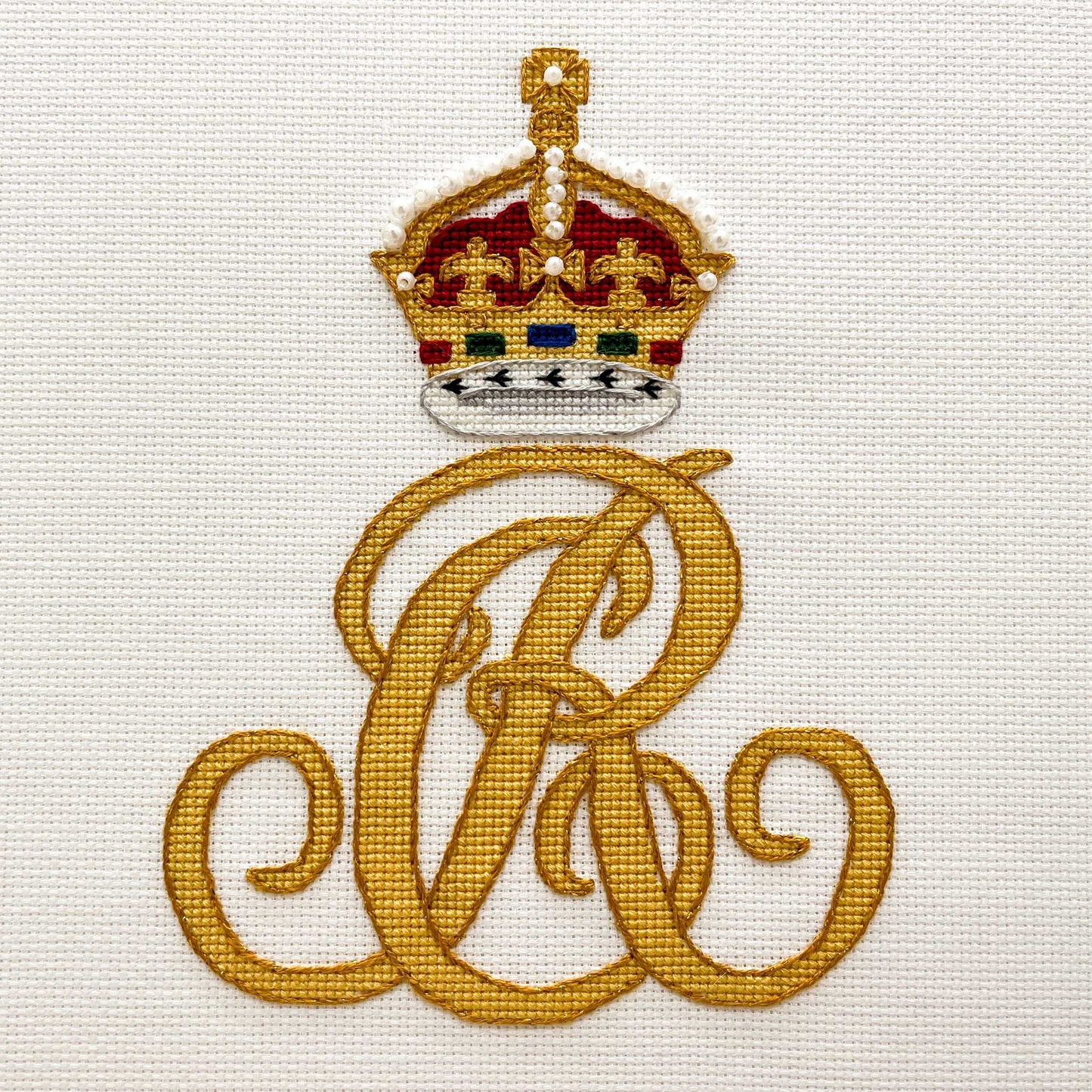Charles III Coronation Cyphers Cross Stitch Pattern| PDF Instant Download | Gift for Fans of History, Heraldry, and the Royal Family