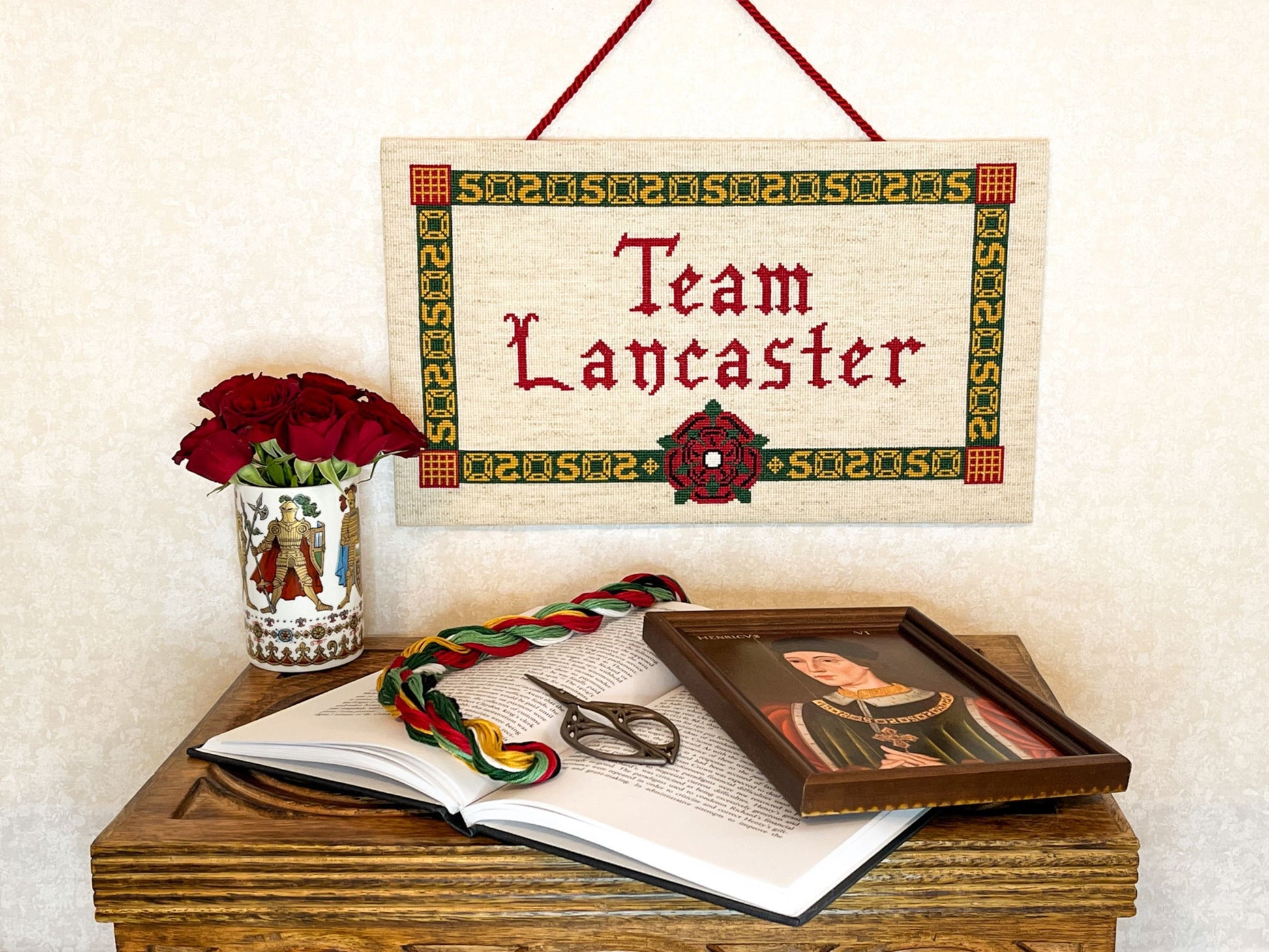 Team Lancaster Cross Stitch Pattern (large) | PDF Instant Download | Gift for lovers of History, Royal Family & Medieval Heraldry | Henry V