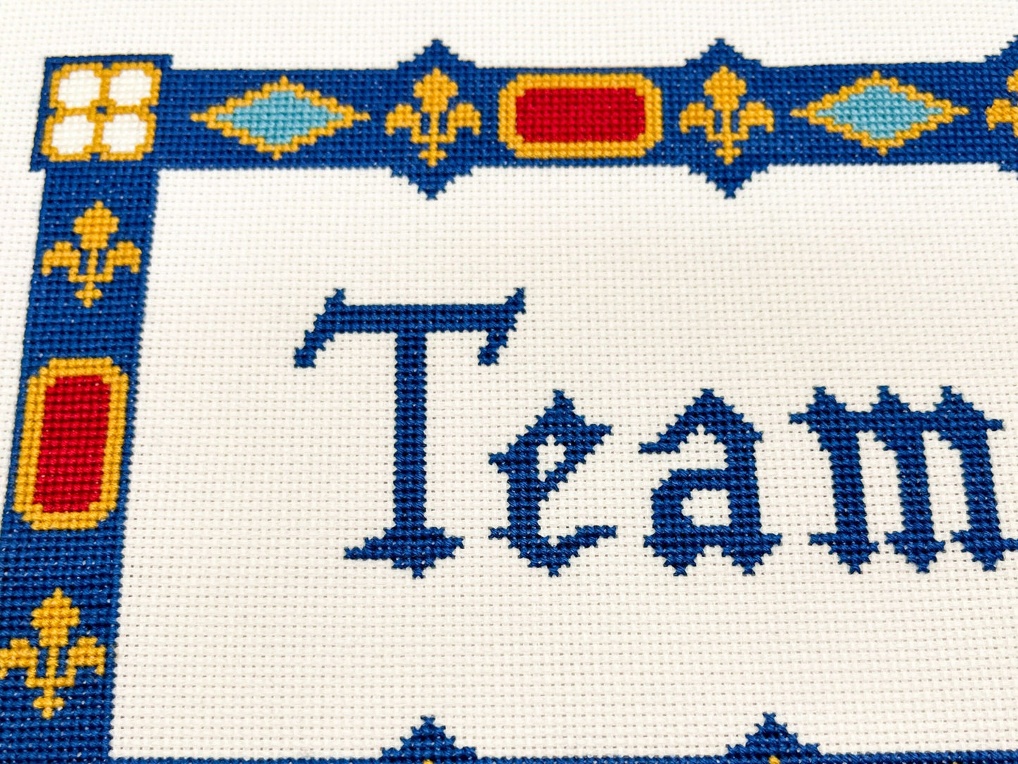 Team Valois Cross Stitch Pattern (large) | PDF Instant Download | Unique Gift for Fans of French History, Joan of Arc, & Medieval Heraldry