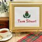 Team Stuart Cross Stitch Pattern (small) | PDF Instant Download | Gift for Lovers of History, Royal Family & Scotland | Thistle, Heraldry