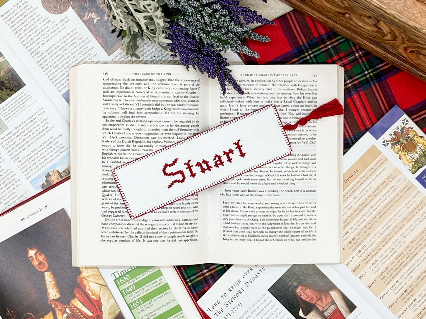 House of Stuart Bookmark Cross Stitch Pattern | PDF Instant Download | Gift for Lovers of History, Royal Family & Scotland | Thistle