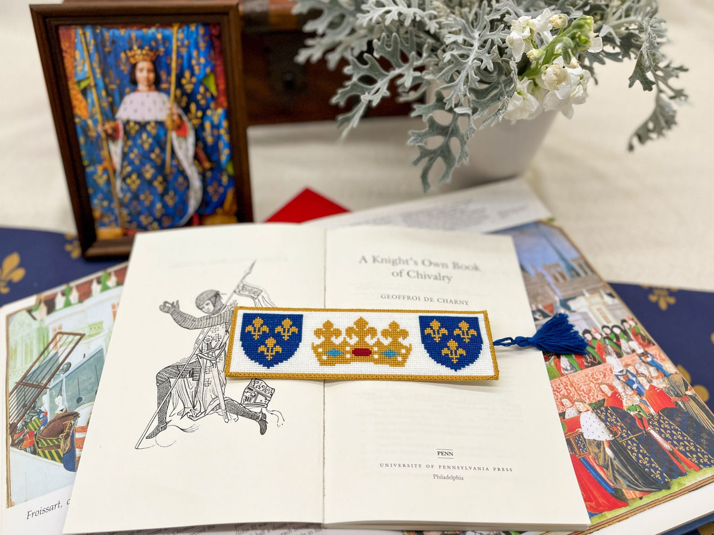 House of Valois Bookmark Cross Stitch Pattern | PDF Instant Download | Gift for Fans of French History, Joan of Arc, & Medieval Heraldry