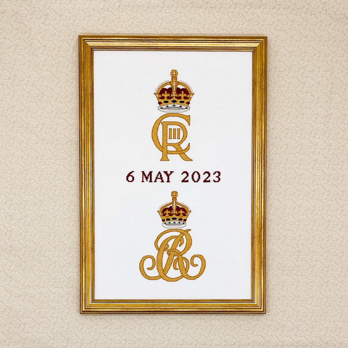 Charles III Coronation Cyphers Cross Stitch Pattern| PDF Instant Download | Gift for Fans of History, Heraldry, and the Royal Family