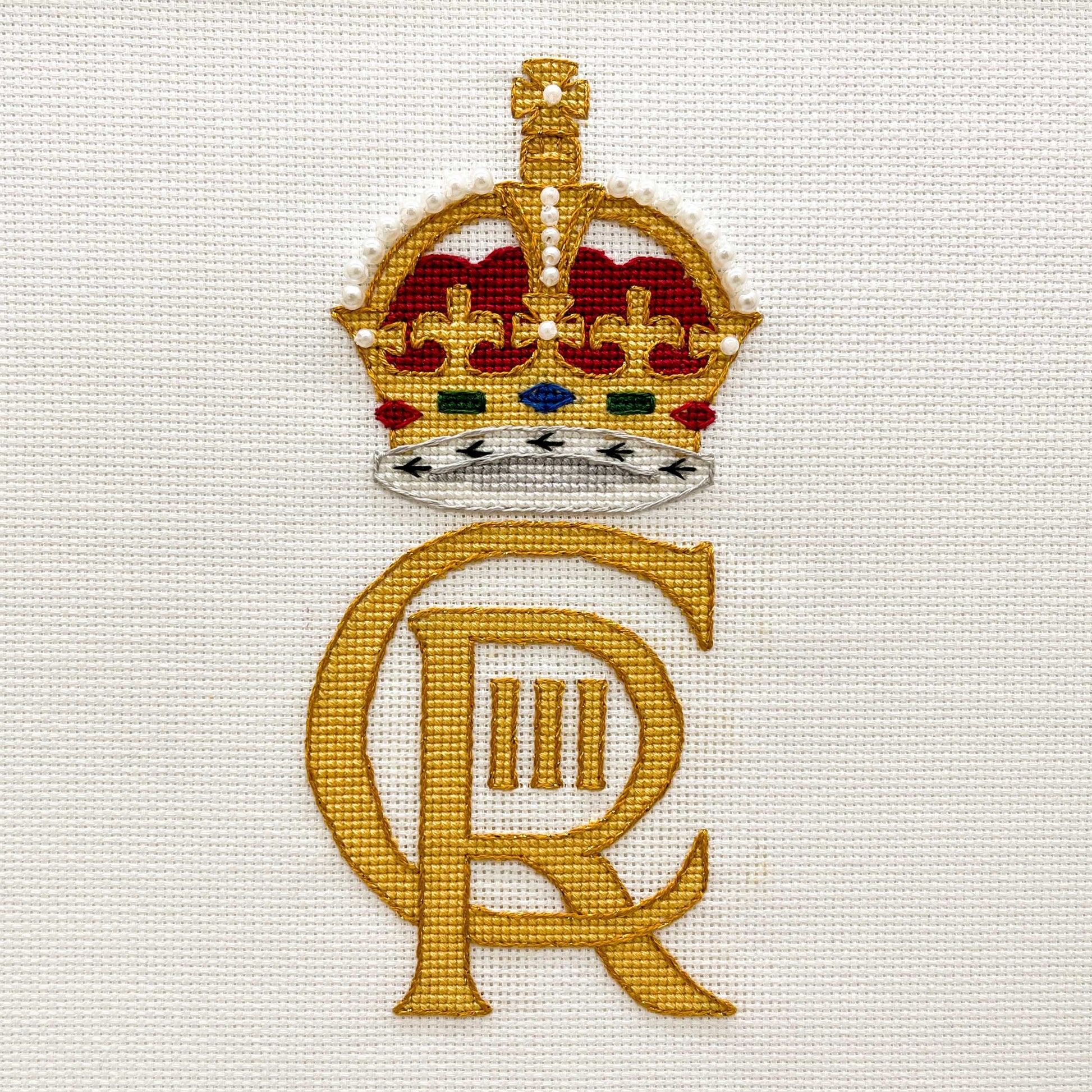 Charles III Coronation Cyphers Cross Stitch Pattern| PDF Instant Download | Gift for Fans of History, Heraldry, and the Royal Family