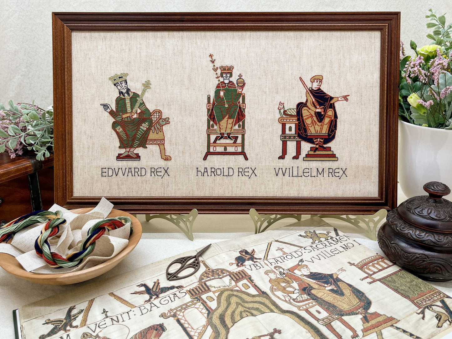 Bayeux Tapestry Cross Stitch Pattern: Three Kings of 1066 | PDF Instant Download | Great for lovers of Medieval History and English Kings