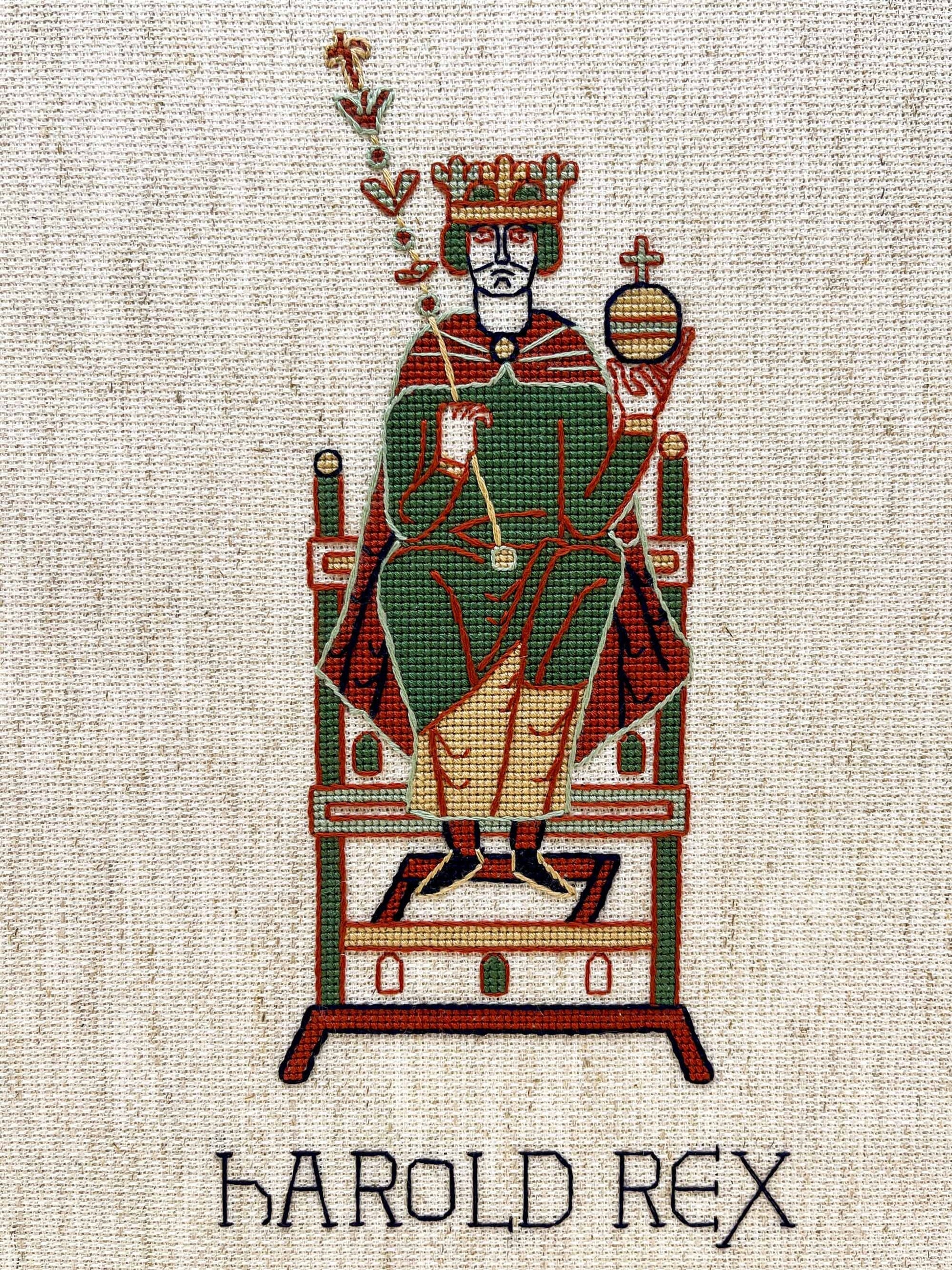 Bayeux Tapestry Cross Stitch Pattern: King Harold Godwinson | PDF Instant Download | Great for lovers of Medieval History and English Kings