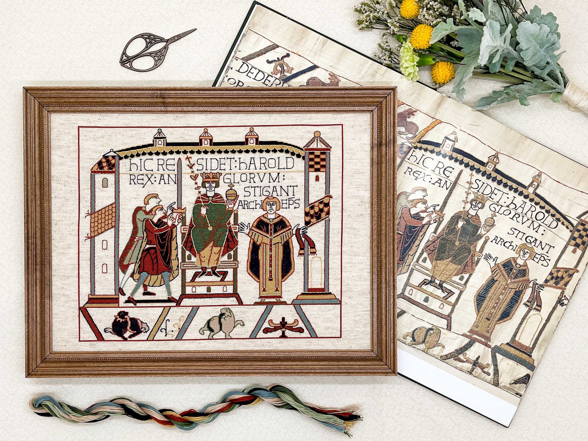 Bayeux Tapestry Cross Stitch Pattern: Harold Enthroned | PDF Instant Download | Gift for lovers of Medieval History, Art and English Kings