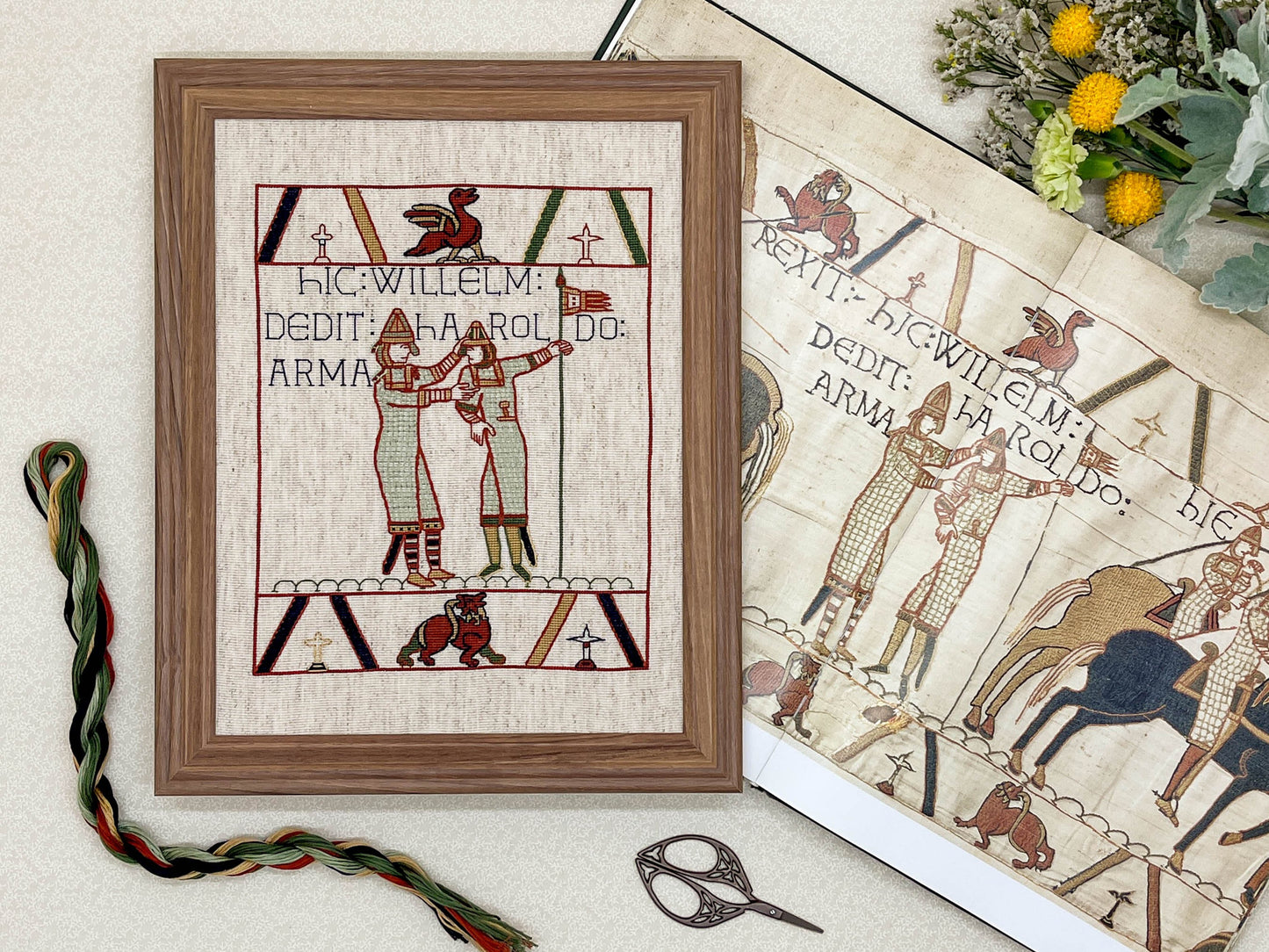 Bayeux Tapestry Cross Stitch Pattern: William Giving Arms to Harold | PDF Instant Download | For Fans of Medieval Art, Knights, and Chivalry