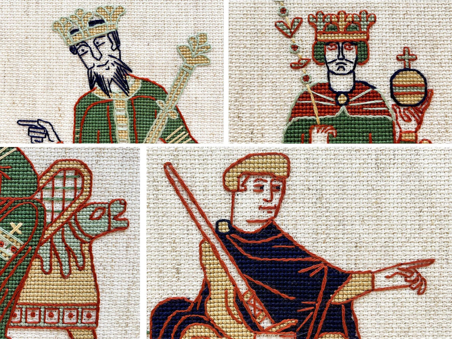 Bayeux Tapestry Cross Stitch Pattern: Three Kings of 1066 | PDF Instant Download | Great for lovers of Medieval History and English Kings