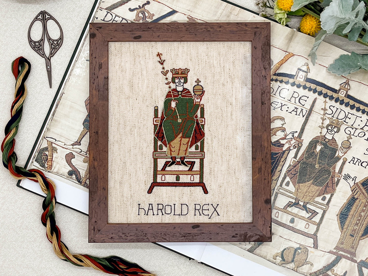 Bayeux Tapestry Cross Stitch Pattern: King Harold Godwinson | PDF Instant Download | Great for lovers of Medieval History and English Kings