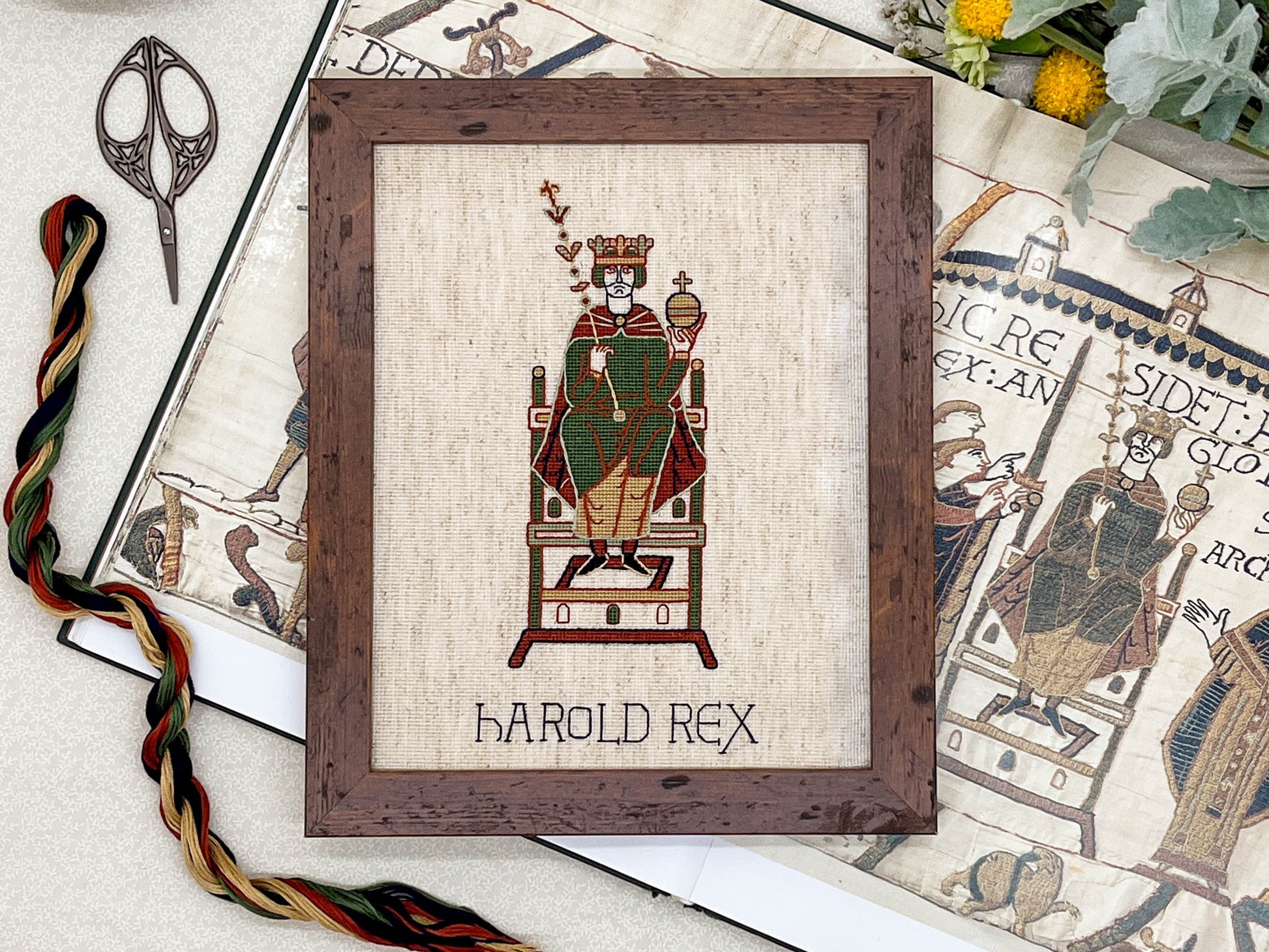 Bayeux Tapestry Cross Stitch Pattern: King Harold Godwinson | PDF Instant Download | Great for lovers of Medieval History and English Kings