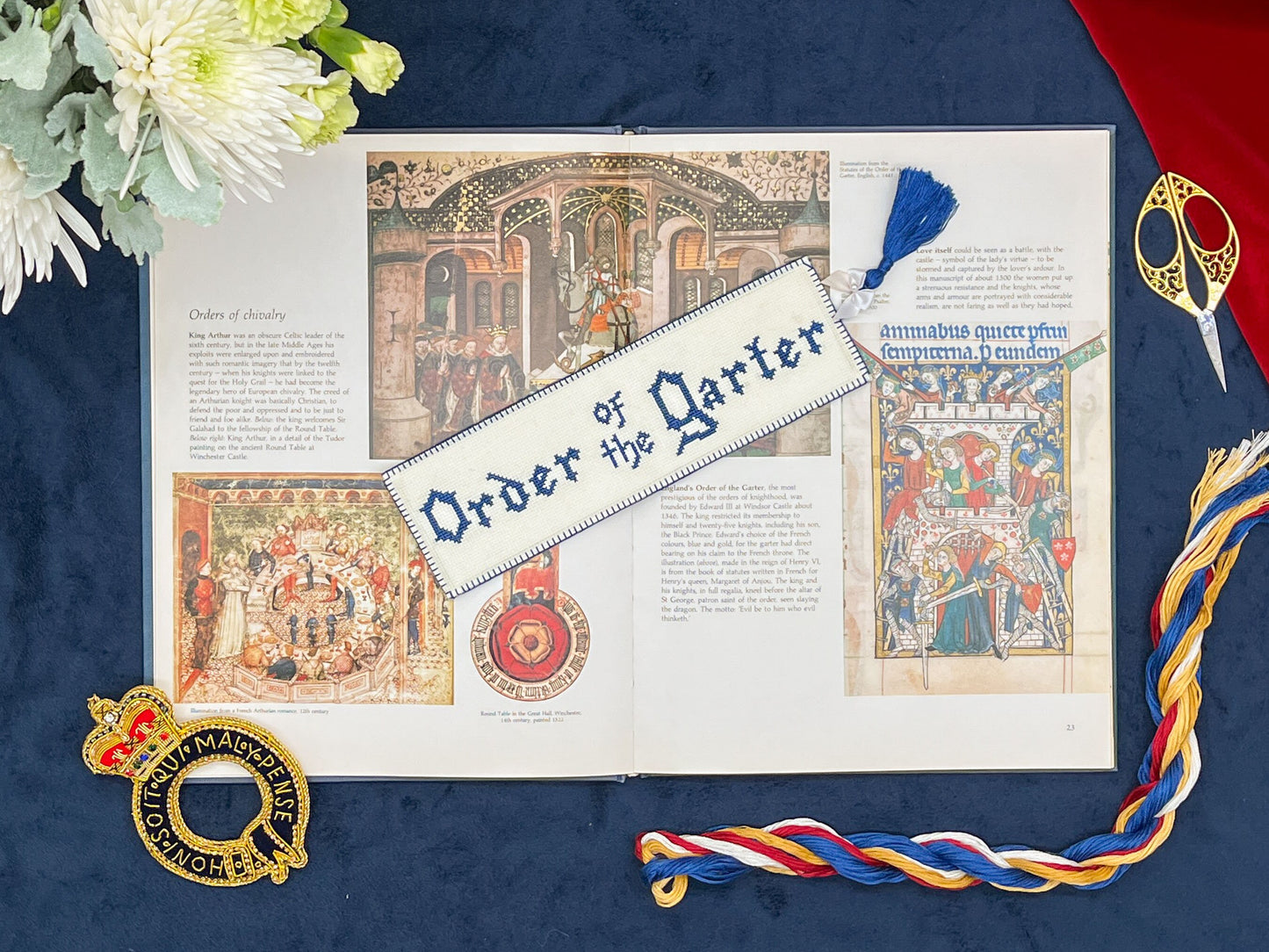 Order of the Garter Bookmark Cross Stitch Pattern | PDF Instant Download | For Lovers of Chivalry, Medieval History, and Royal Splendor