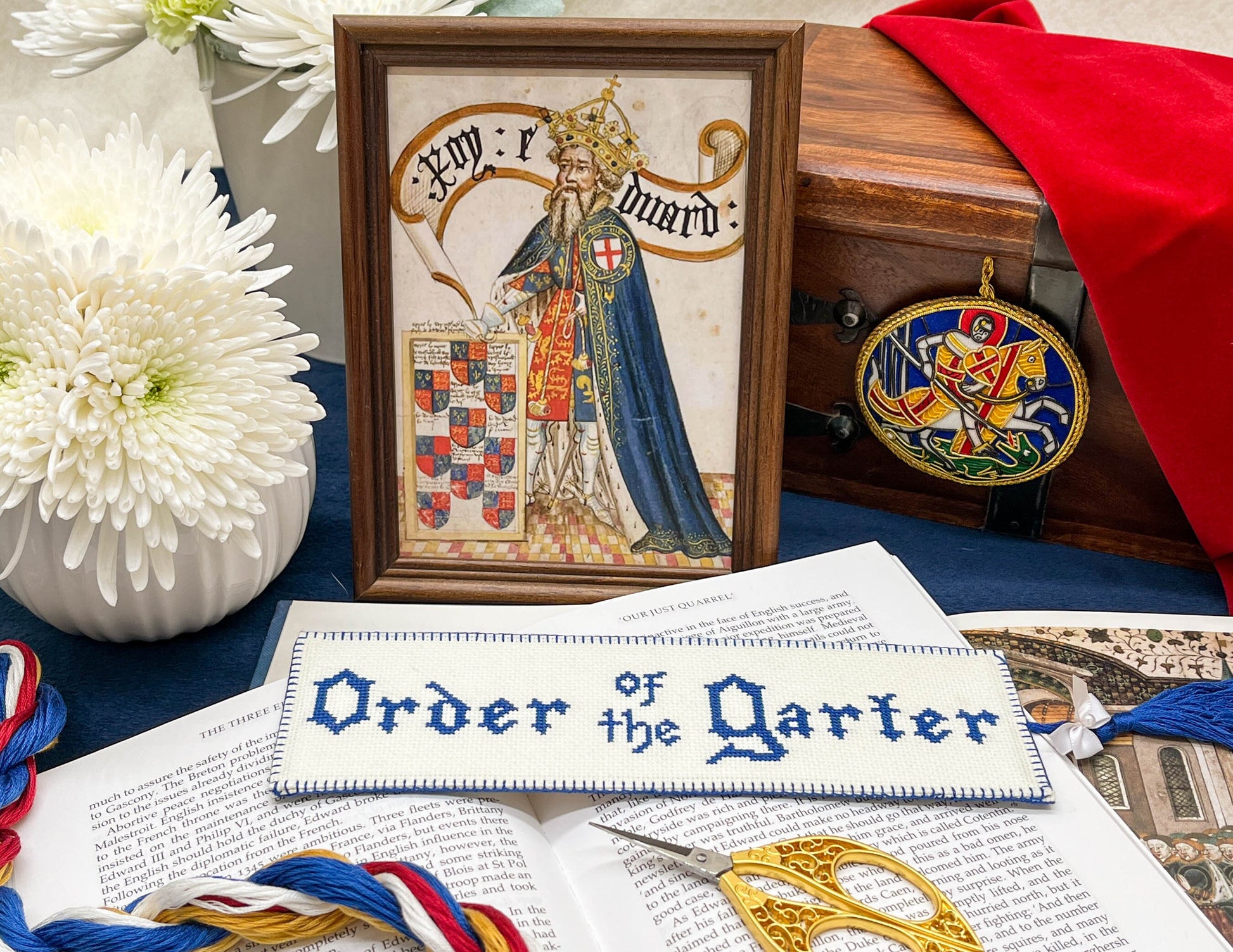 Order of the Garter Bookmark Cross Stitch Pattern | PDF Instant Download | For Lovers of Chivalry, Medieval History, and Royal Splendor