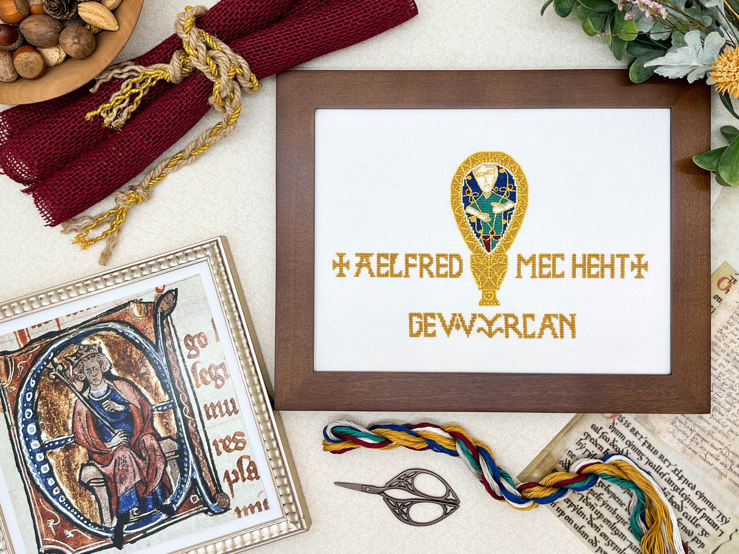 Alfred Jewel Cross Stitch Pattern | PDF Instant Download | Unique Gift for Lovers of Medieval Art History, Archeology, and Anglo-Saxon Kings