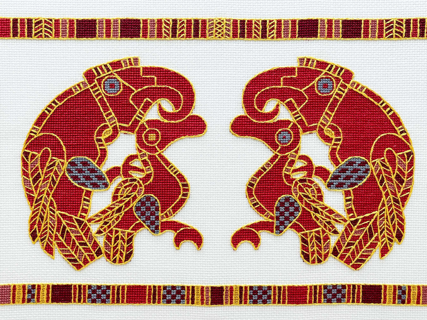 Sutton Hoo Birds Cross Stitch Pattern | PDF Instant Download | Gift for Lovers of Medieval Archeology and Anglo-Saxon or Viking History