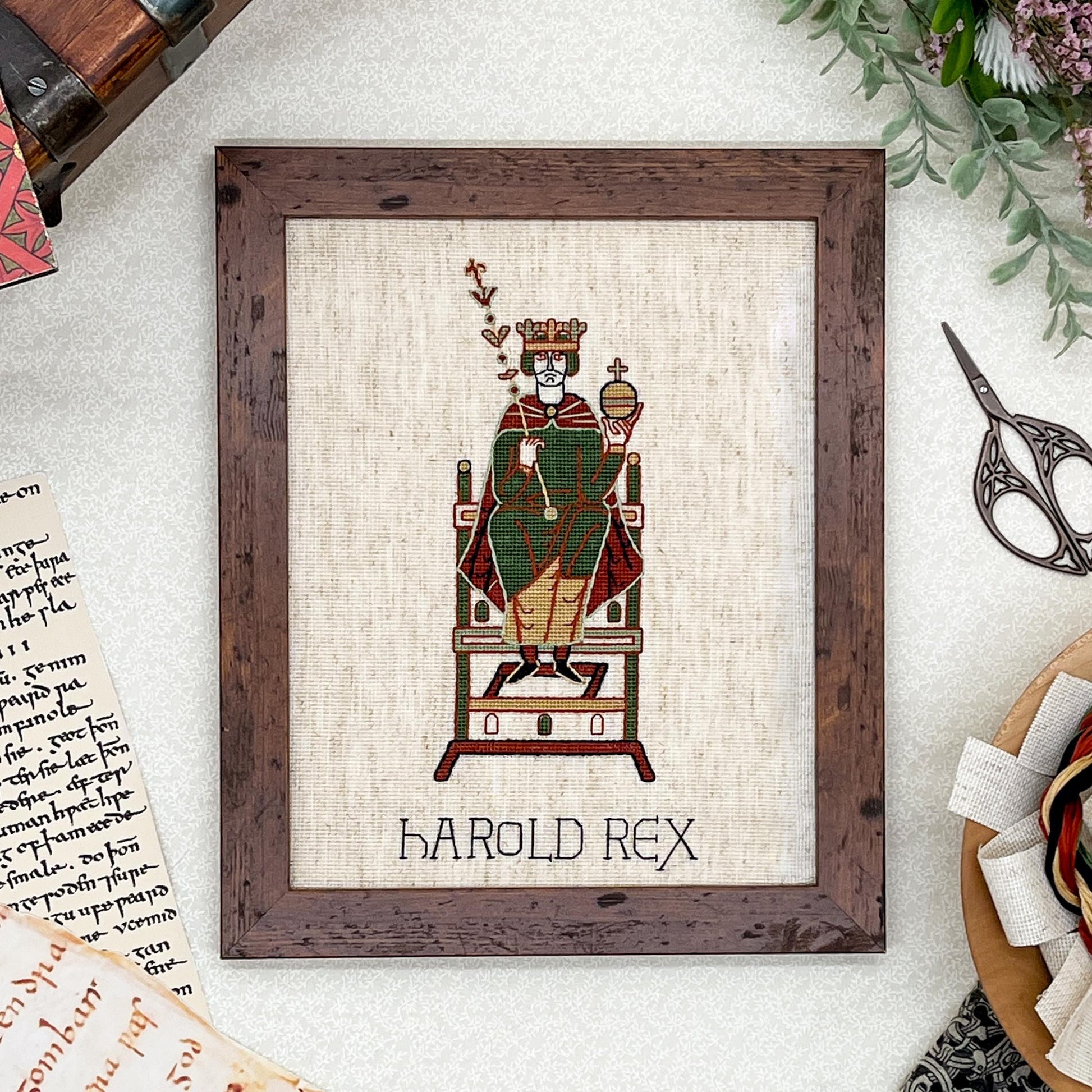 Bayeux Tapestry Cross Stitch Pattern: King Harold Godwinson | PDF Instant Download | Great for lovers of Medieval History and English Kings