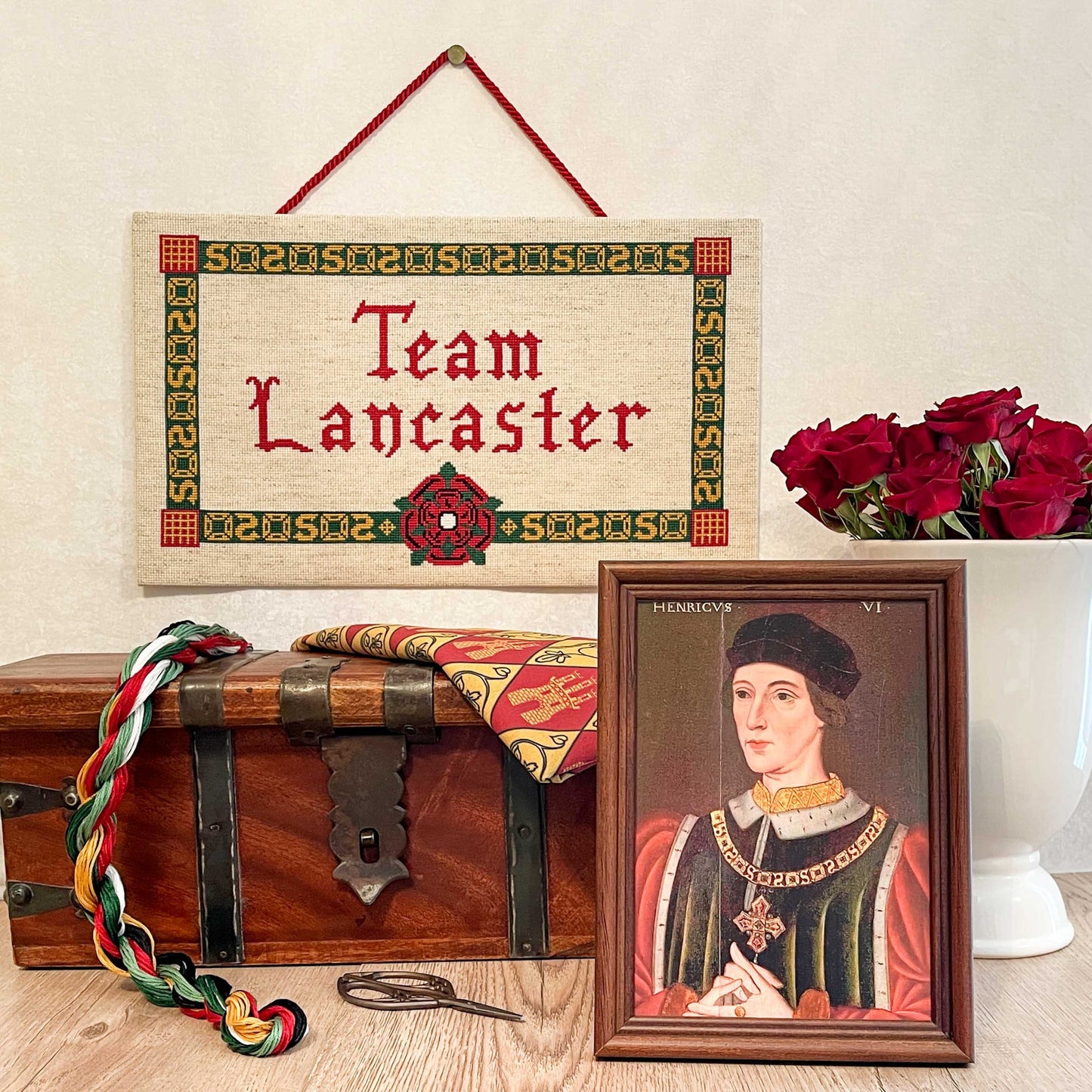 Team Lancaster Cross Stitch Pattern (large) | PDF Instant Download | Gift for lovers of History, Royal Family & Medieval Heraldry | Henry V