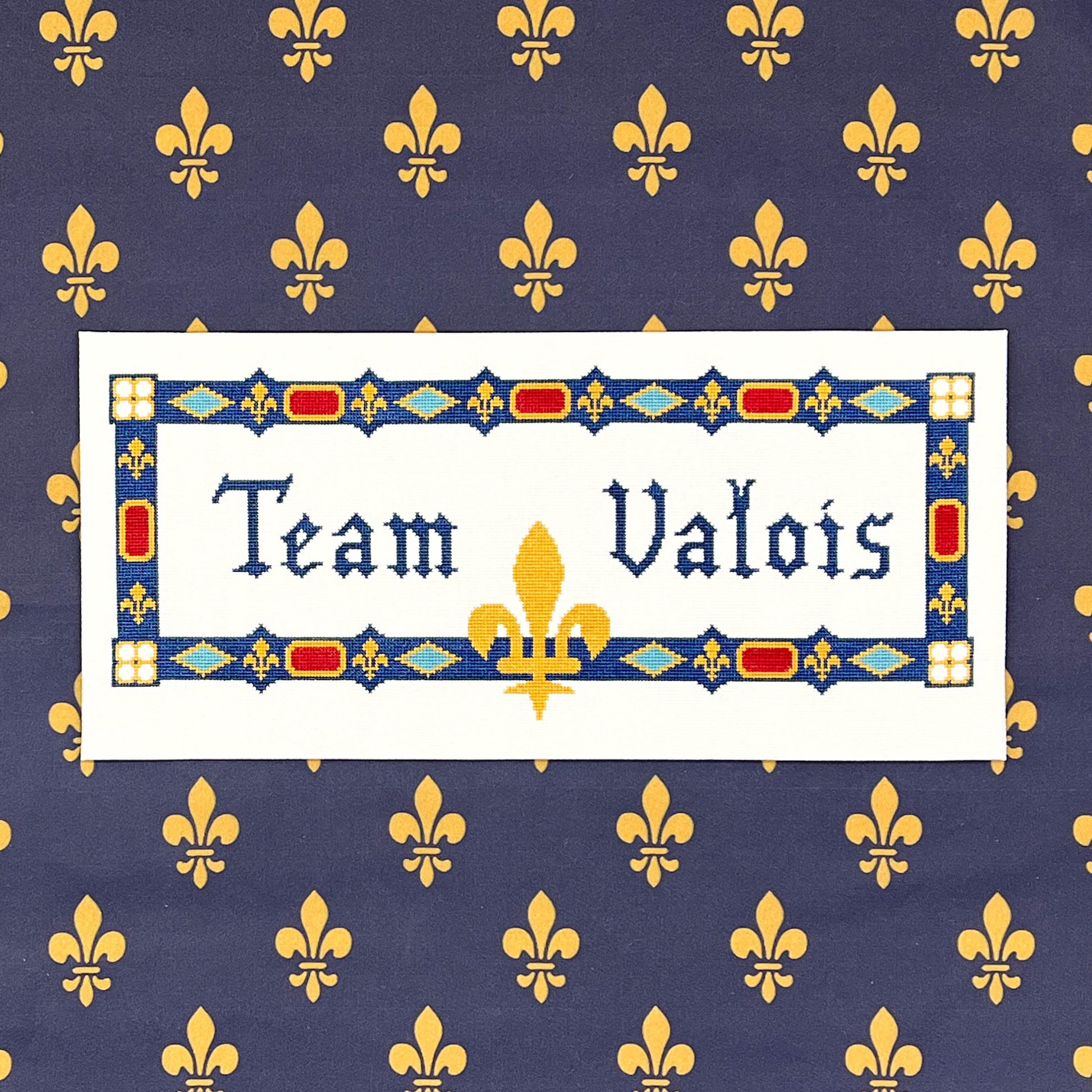 Team Valois Cross Stitch Pattern (large) | PDF Instant Download | Unique Gift for Fans of French History, Joan of Arc, & Medieval Heraldry
