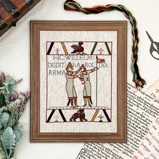 Bayeux Tapestry Cross Stitch Pattern: William Giving Arms to Harold | PDF Instant Download | For Fans of Medieval Art, Knights, and Chivalry