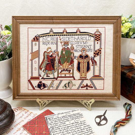 Bayeux Tapestry Cross Stitch Pattern: Harold Enthroned | PDF Instant Download | Gift for lovers of Medieval History, Art and English Kings